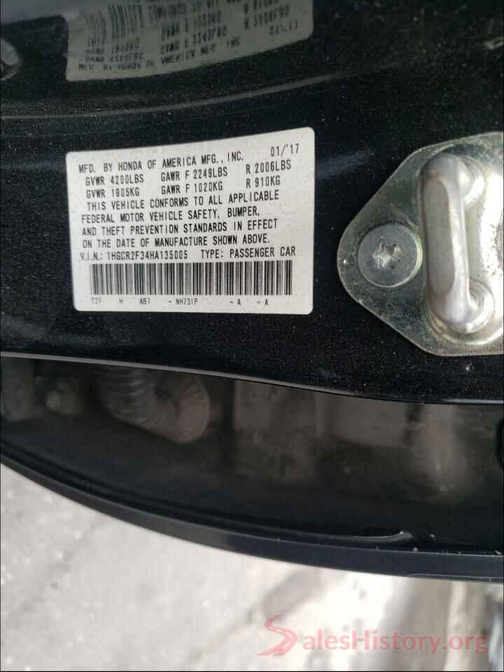 1HGCR2F34HA135005 2017 HONDA ACCORD