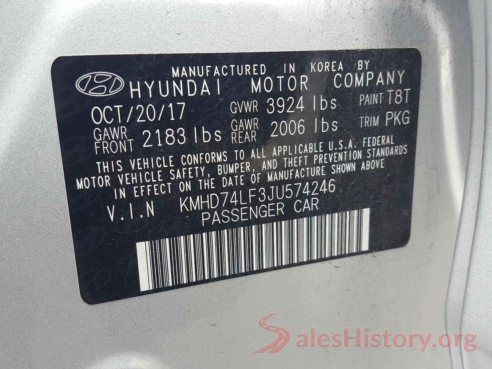 KMHD74LF3JU574246 2018 HYUNDAI ELANTRA