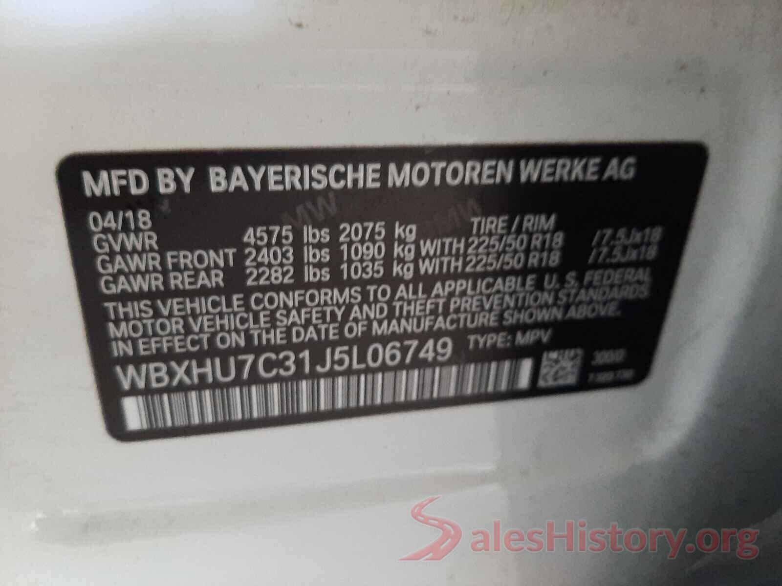 WBXHU7C31J5L06749 2018 BMW X1