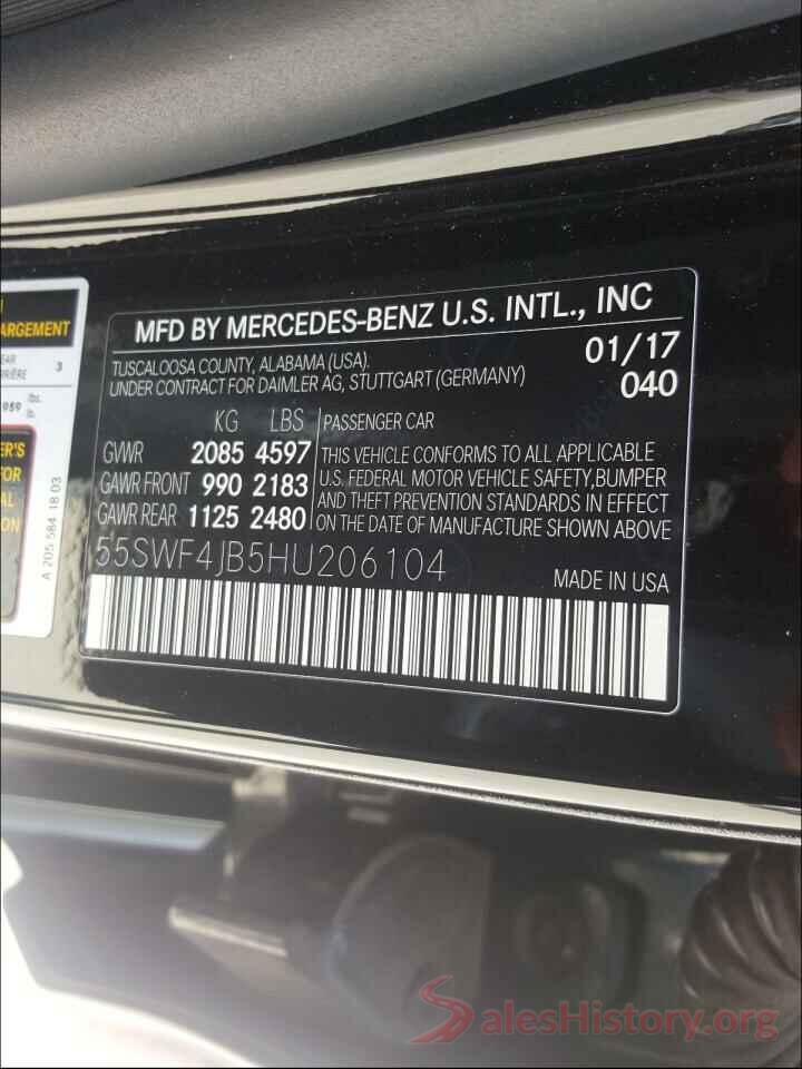 55SWF4JB5HU206104 2017 MERCEDES-BENZ C CLASS