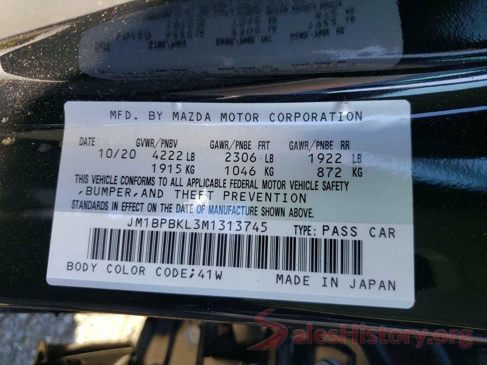 JM1BPBKL3M1313745 2021 MAZDA 3