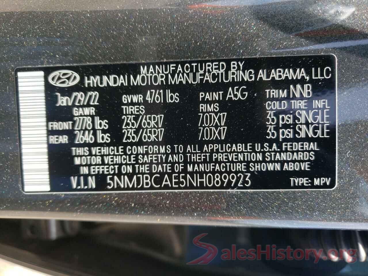 5NMJBCAE5NH089923 2022 HYUNDAI TUCSON