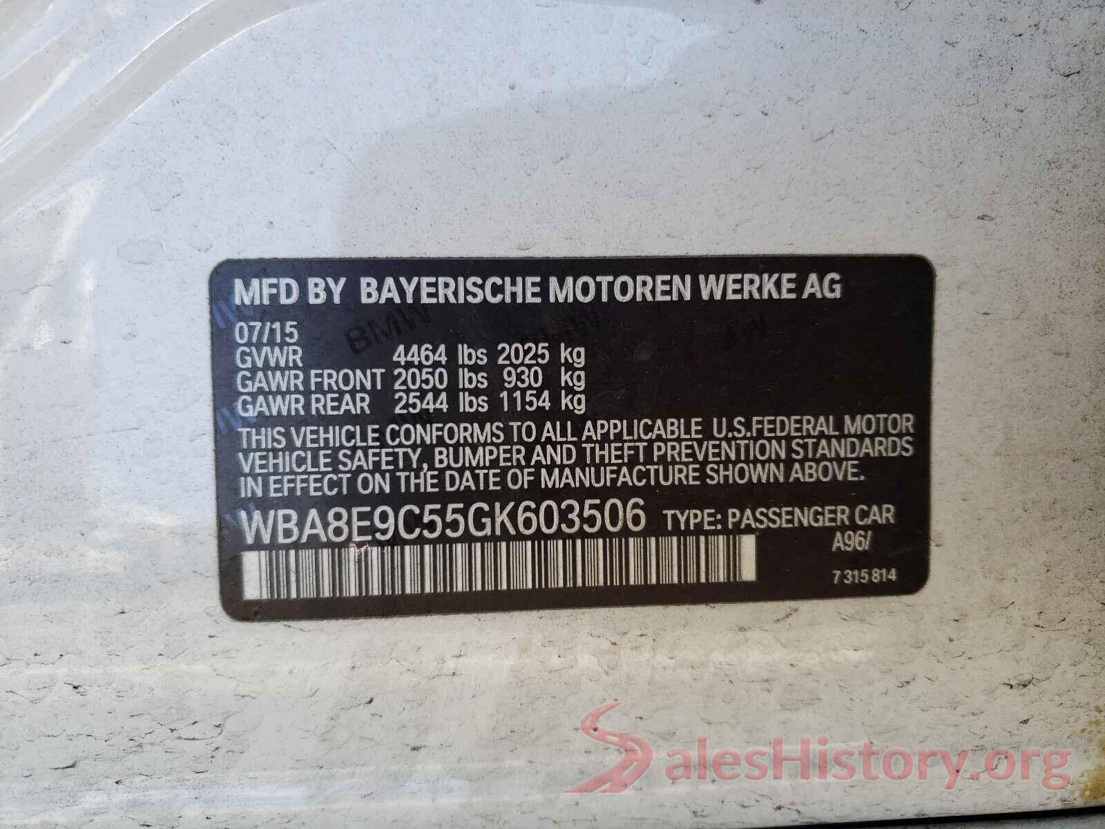 WBA8E9C55GK603506 2016 BMW 3 SERIES