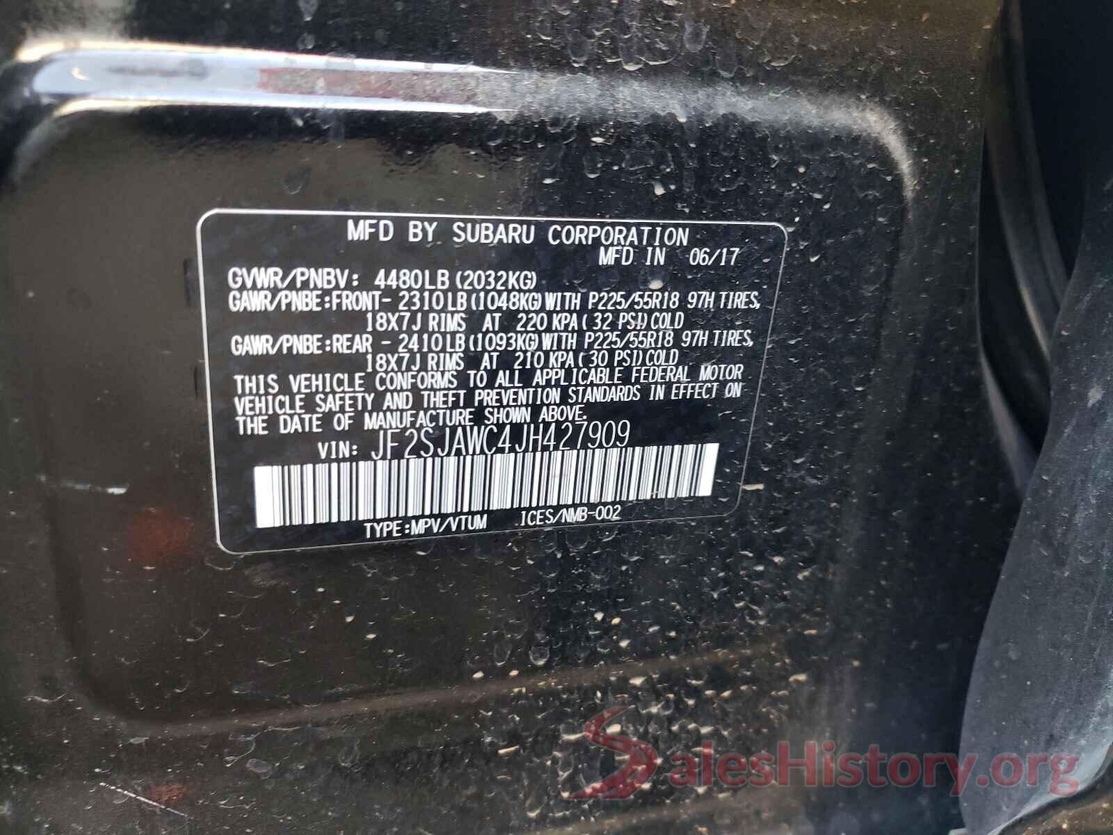 JF2SJAWC4JH427909 2018 SUBARU FORESTER