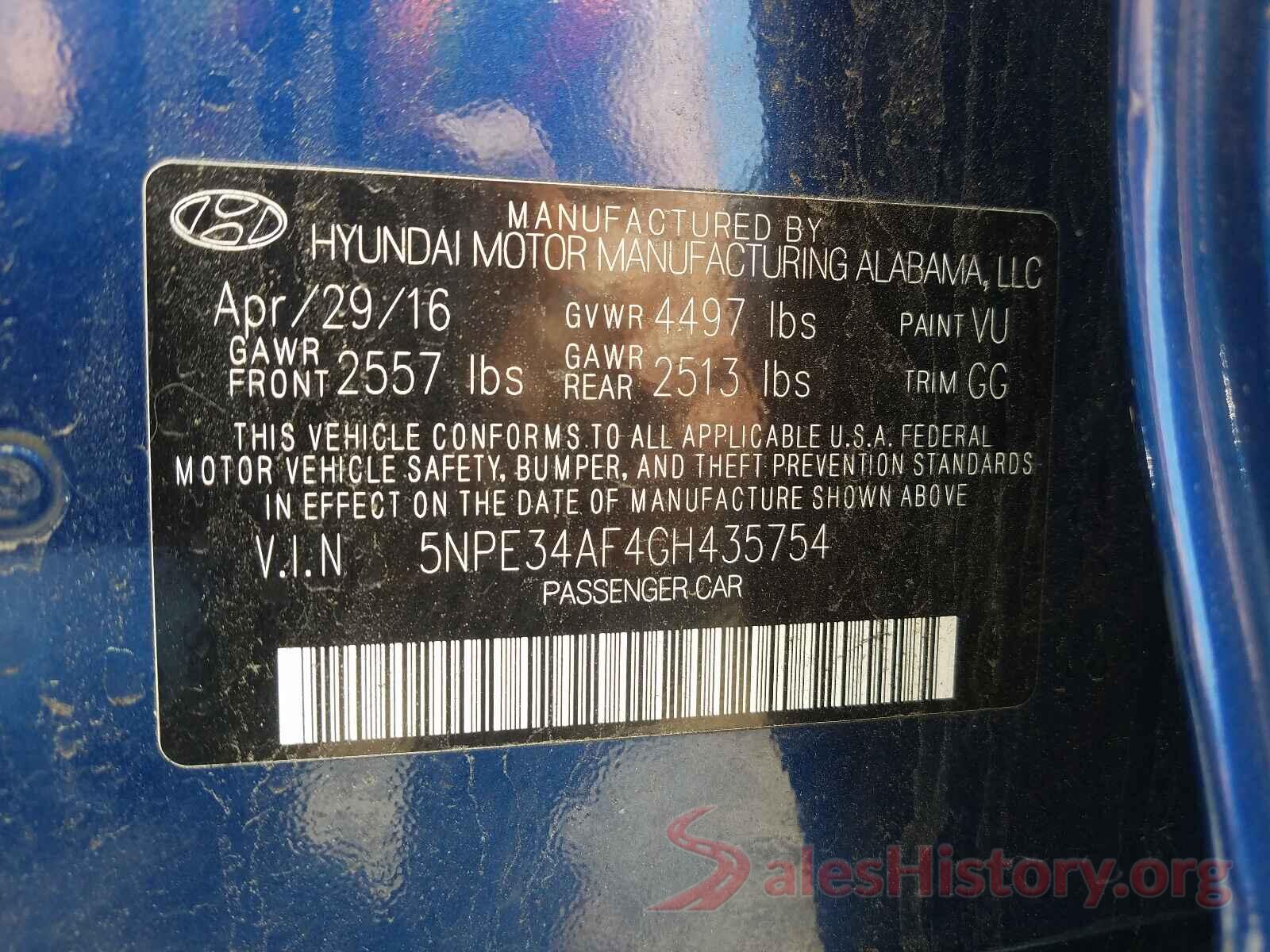 5NPE34AF4GH435754 2016 HYUNDAI SONATA