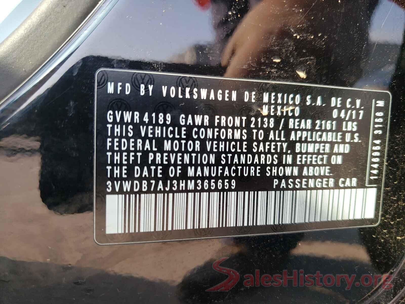 3VWDB7AJ3HM365659 2017 VOLKSWAGEN JETTA