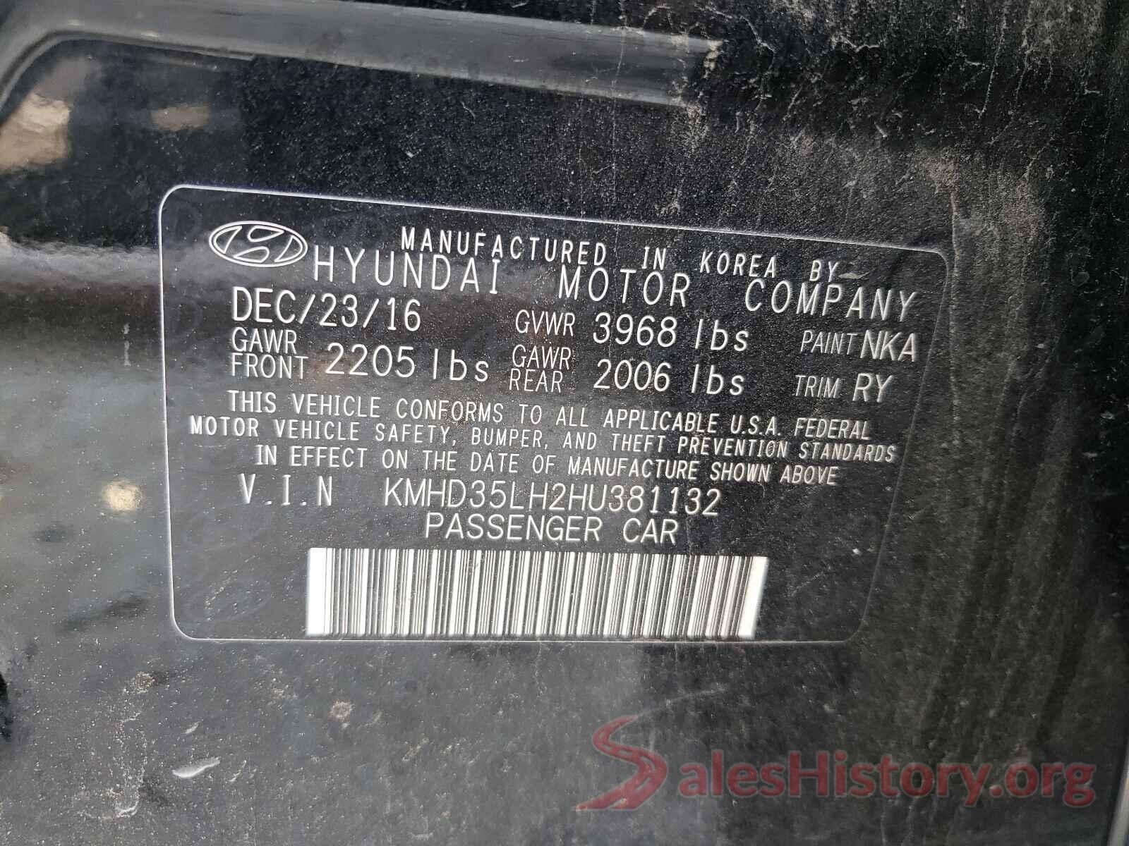 KMHD35LH2HU381132 2017 HYUNDAI ELANTRA