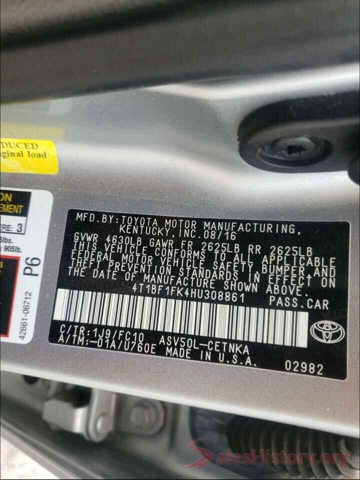 4T1BF1FK4HU308861 2017 TOYOTA CAMRY