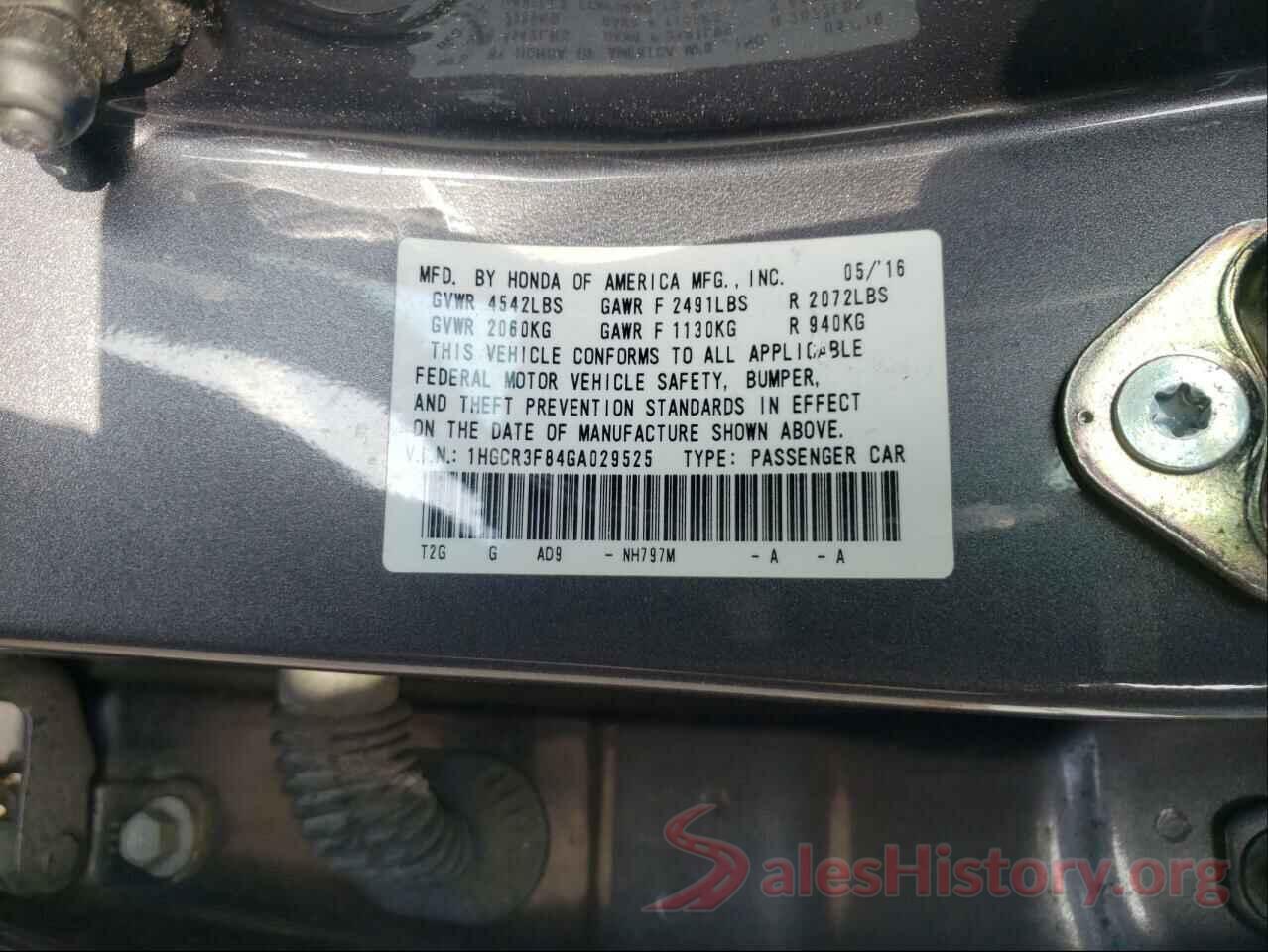 1HGCR3F84GA029525 2016 HONDA ACCORD