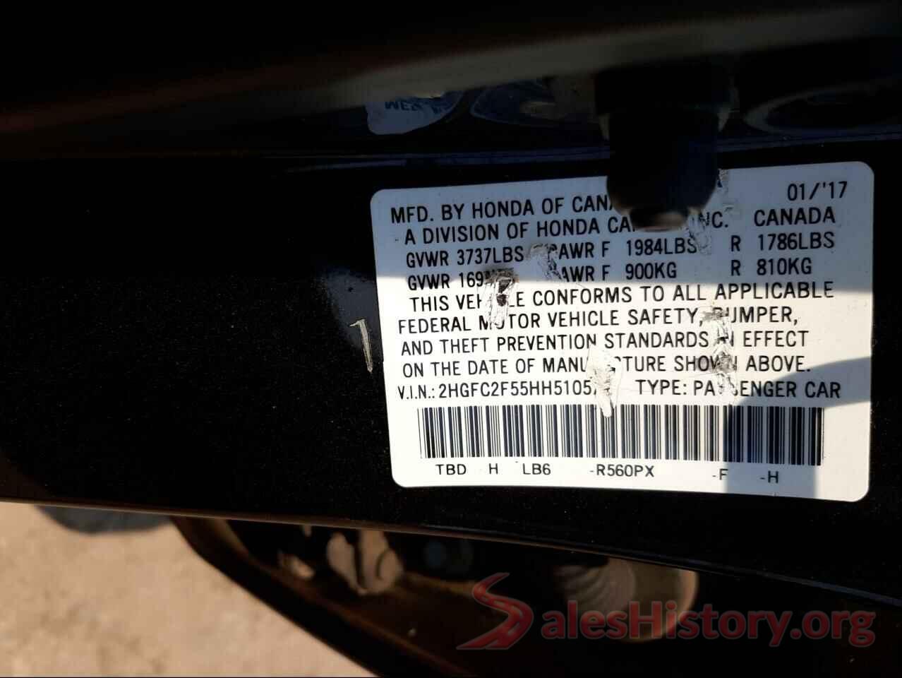 2HGFC2F55HH510577 2017 HONDA CIVIC