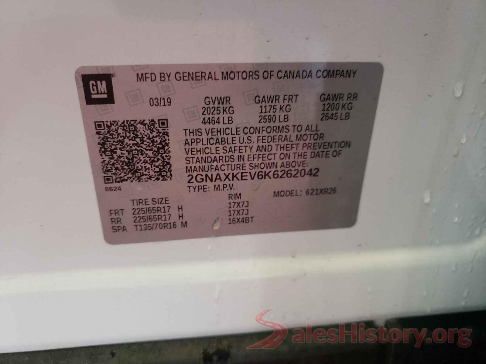 2GNAXKEV6K6262042 2019 CHEVROLET EQUINOX