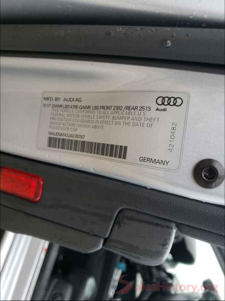 WAUENAF43JA078787 2018 AUDI A4