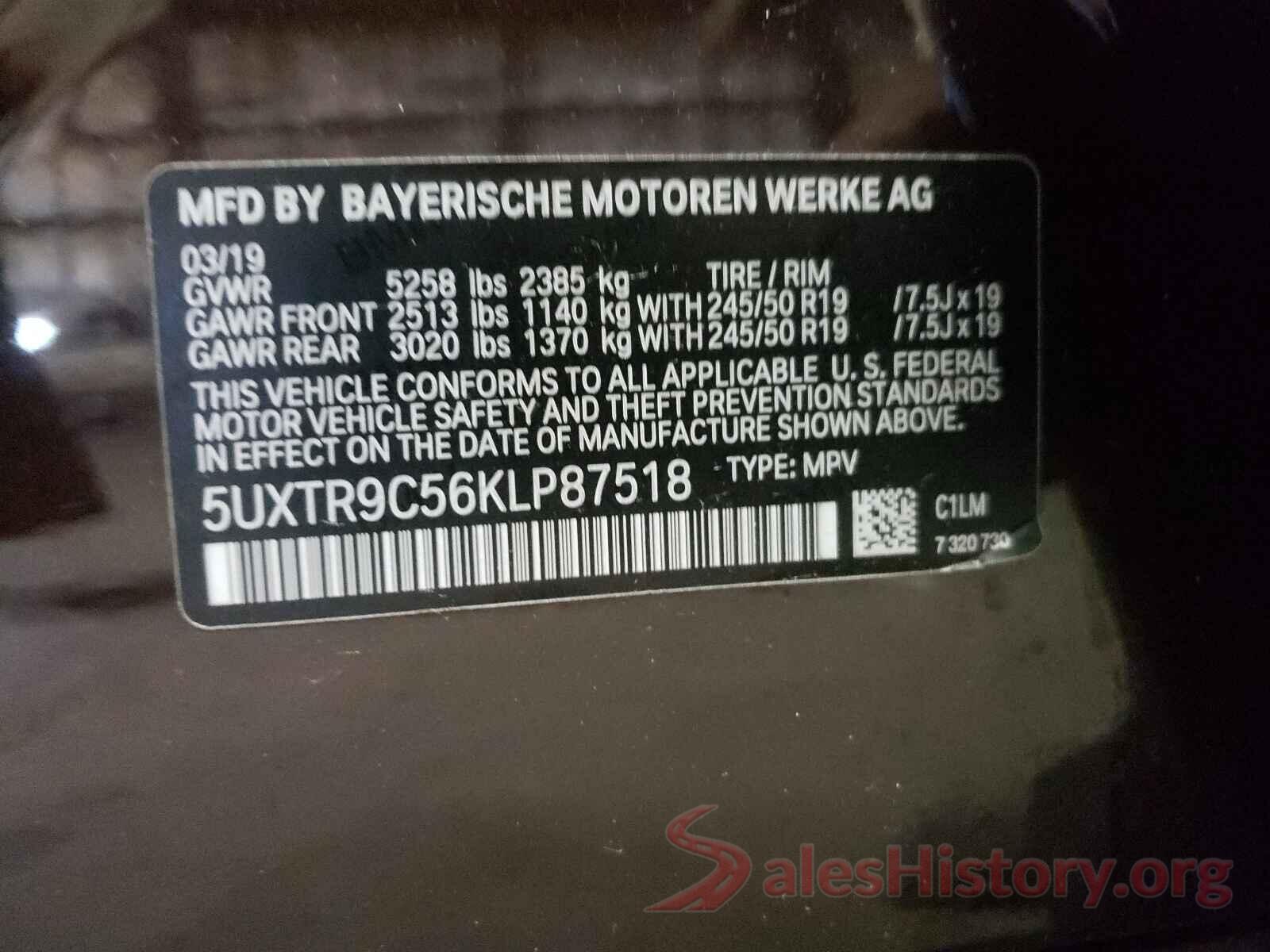 5UXTR9C56KLP87518 2019 BMW X3