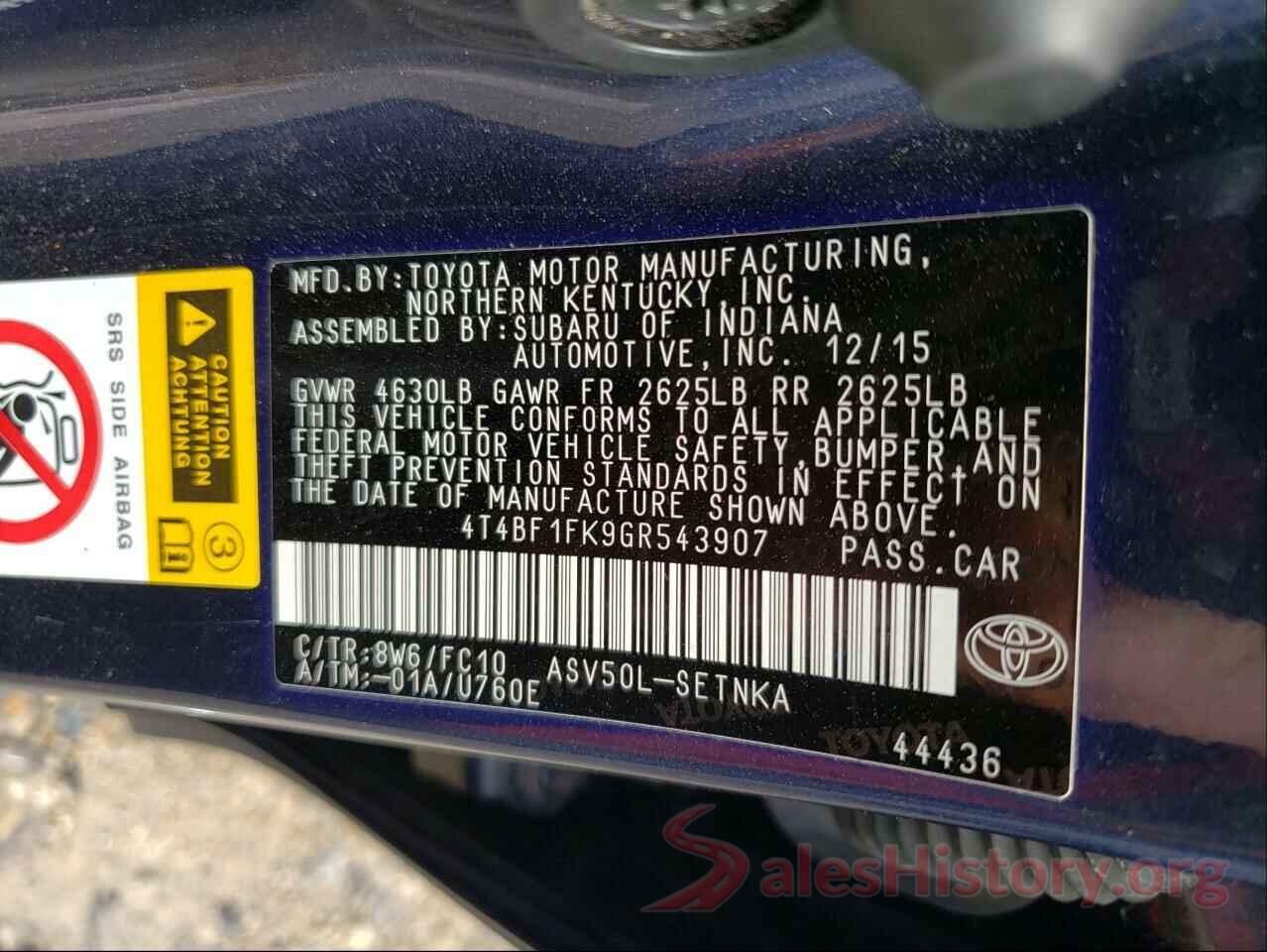 4T4BF1FK9GR543907 2016 TOYOTA CAMRY