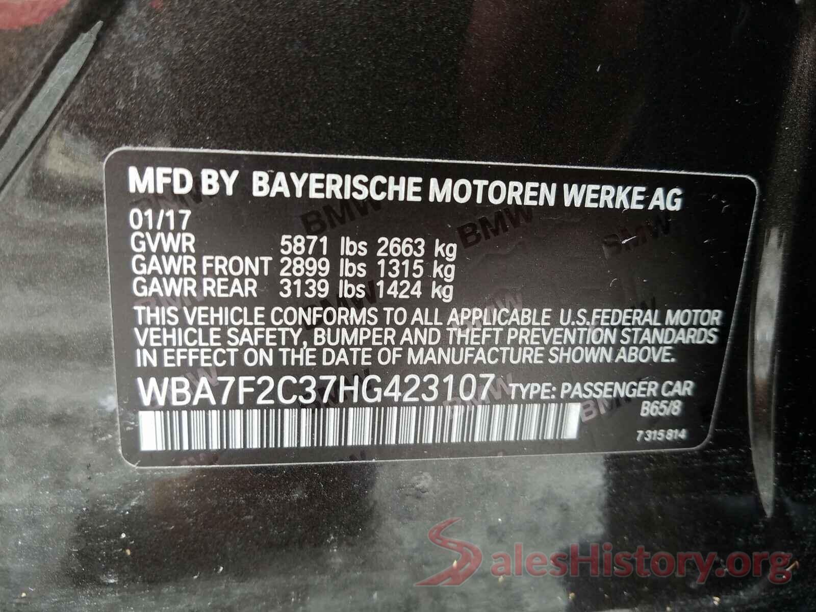 WBA7F2C37HG423107 2017 BMW 7 SERIES