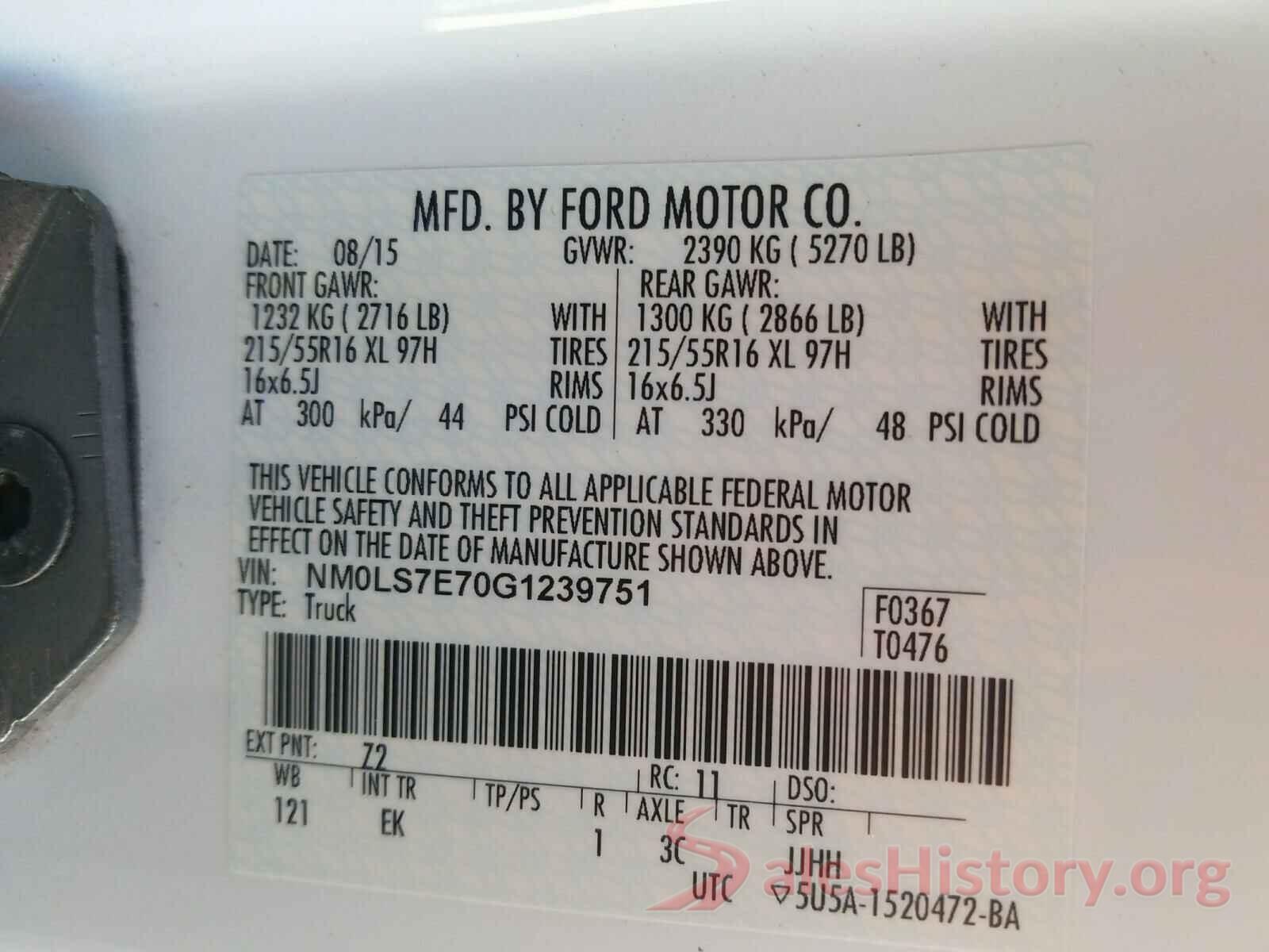 NM0LS7E70G1239751 2016 FORD TRANSIT CO