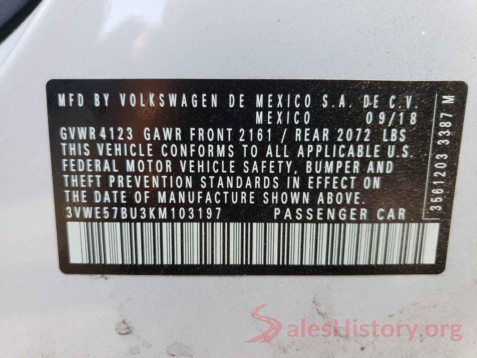 3VWE57BU3KM103197 2019 VOLKSWAGEN JETTA