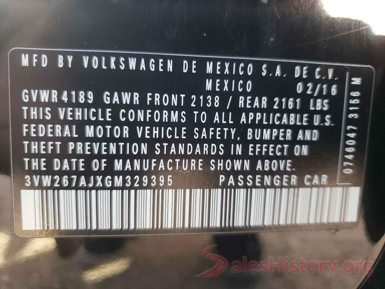 3VW267AJXGM329395 2016 VOLKSWAGEN JETTA