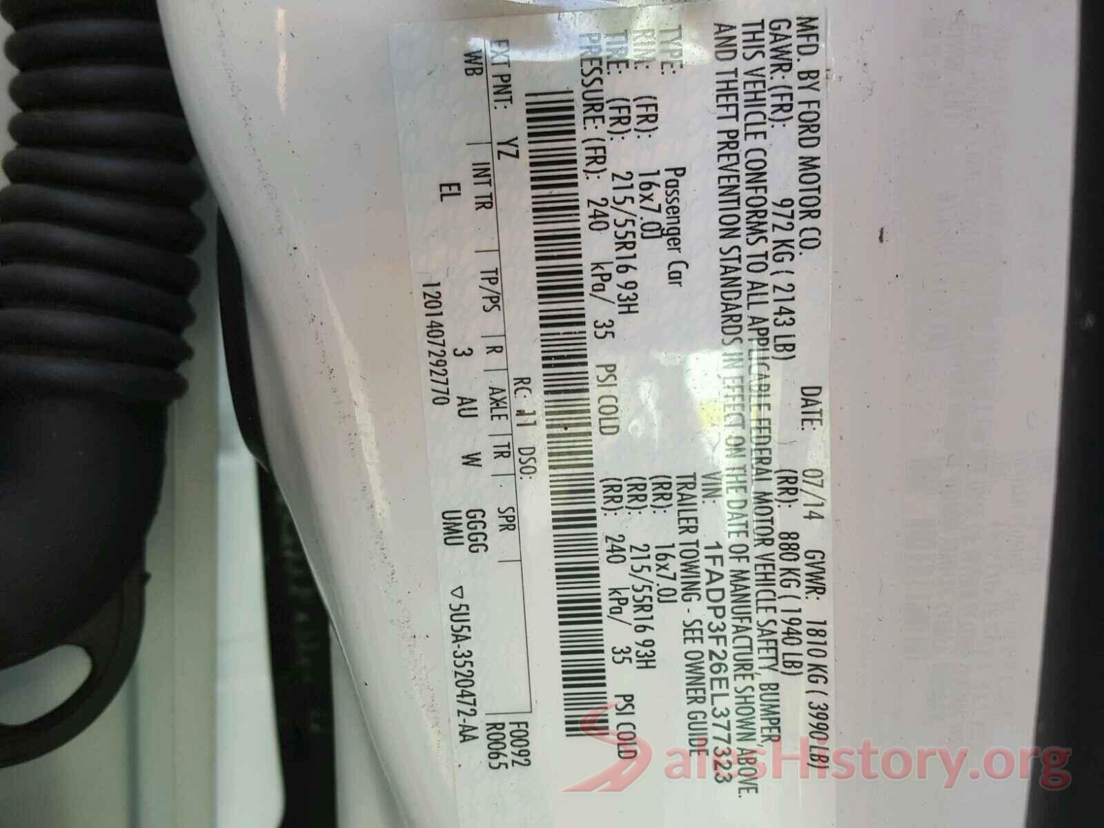 1FADP3F26EL377323 2014 FORD FOCUS