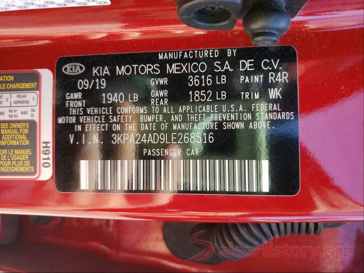 3KPA24AD9LE268516 2020 KIA RIO