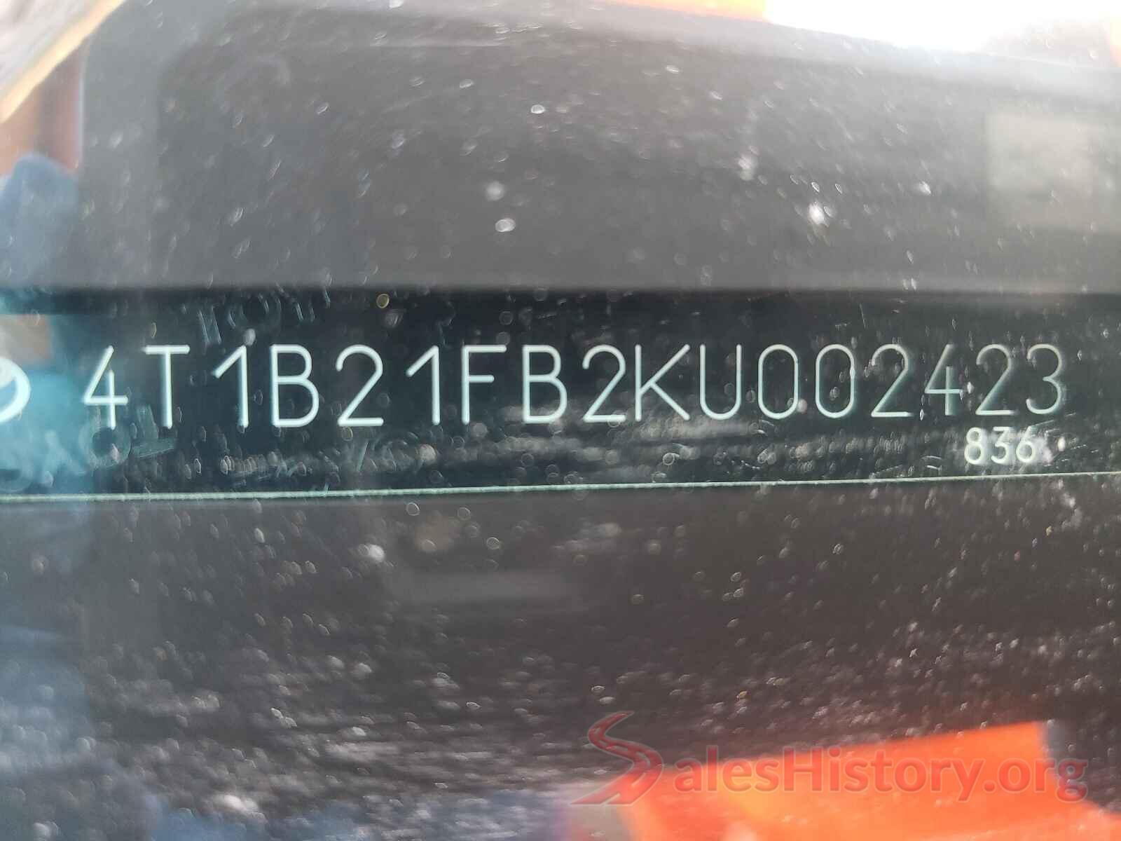 4T1B21FB2KU002423 2019 TOYOTA AVALON