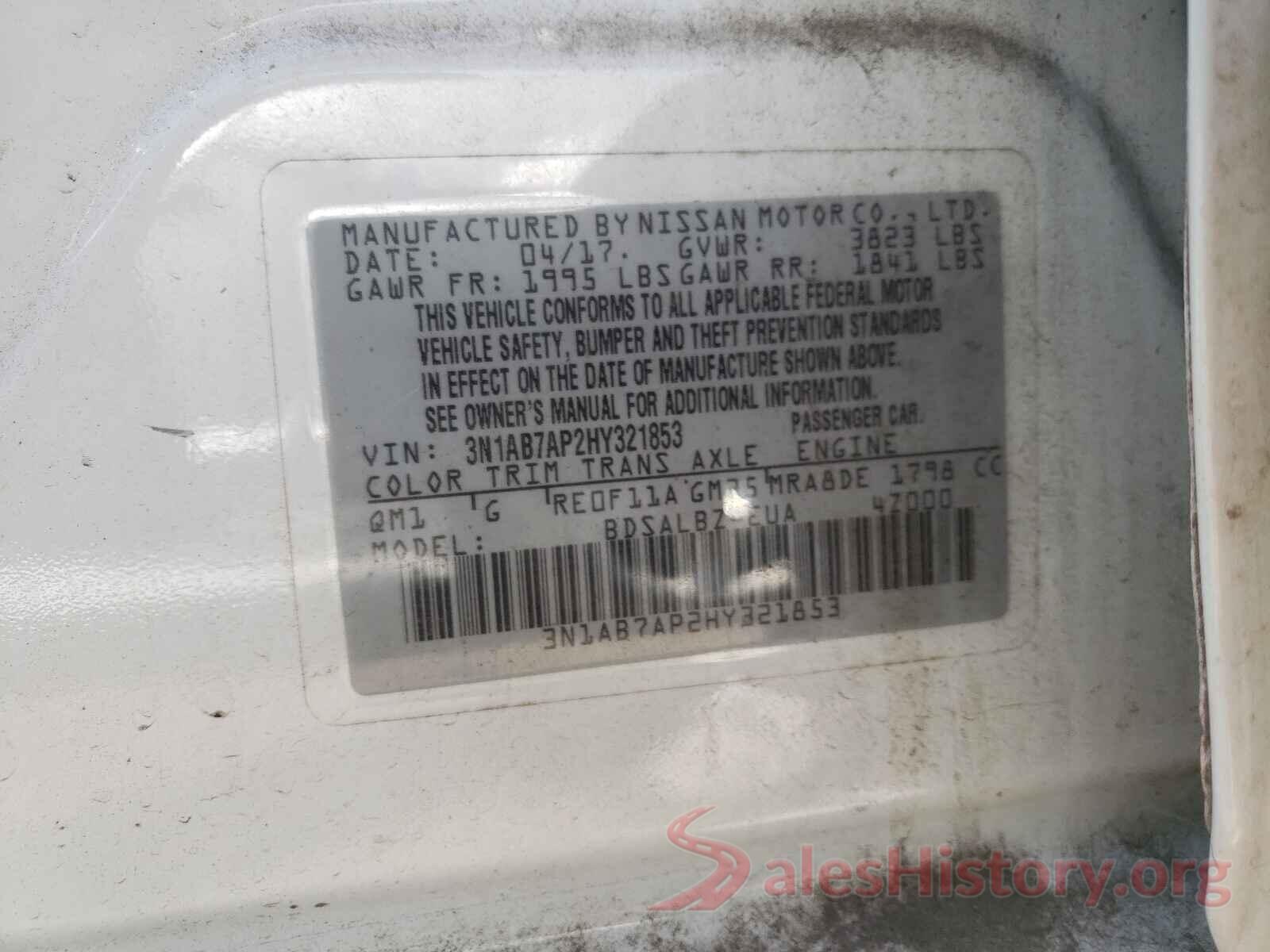 3N1AB7AP2HY321853 2017 NISSAN SENTRA