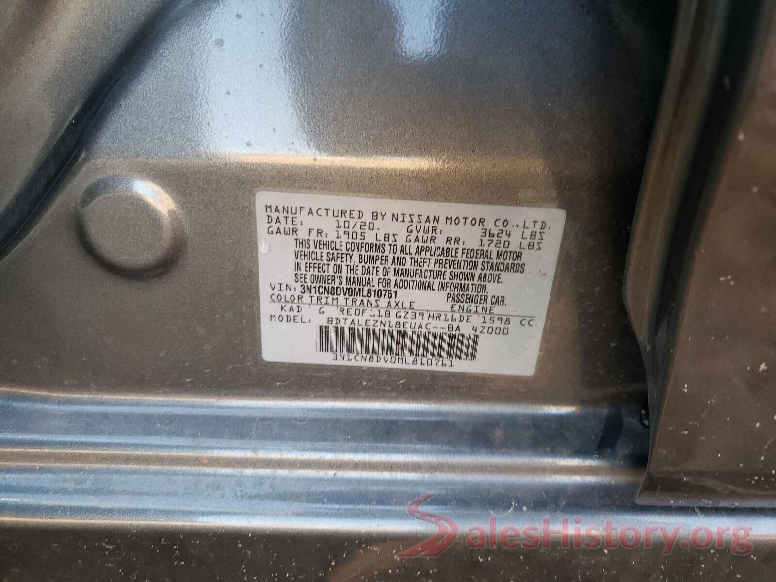 3N1CN8DV0ML810761 2021 NISSAN VERSA