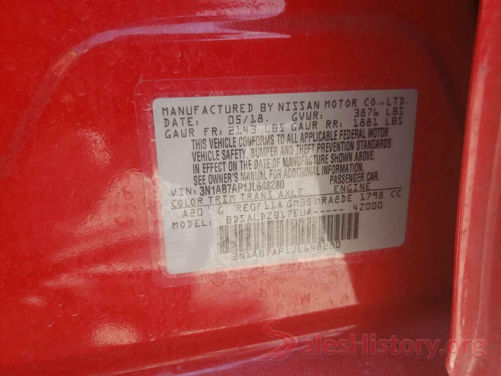 3N1AB7AP1JL648280 2018 NISSAN SENTRA