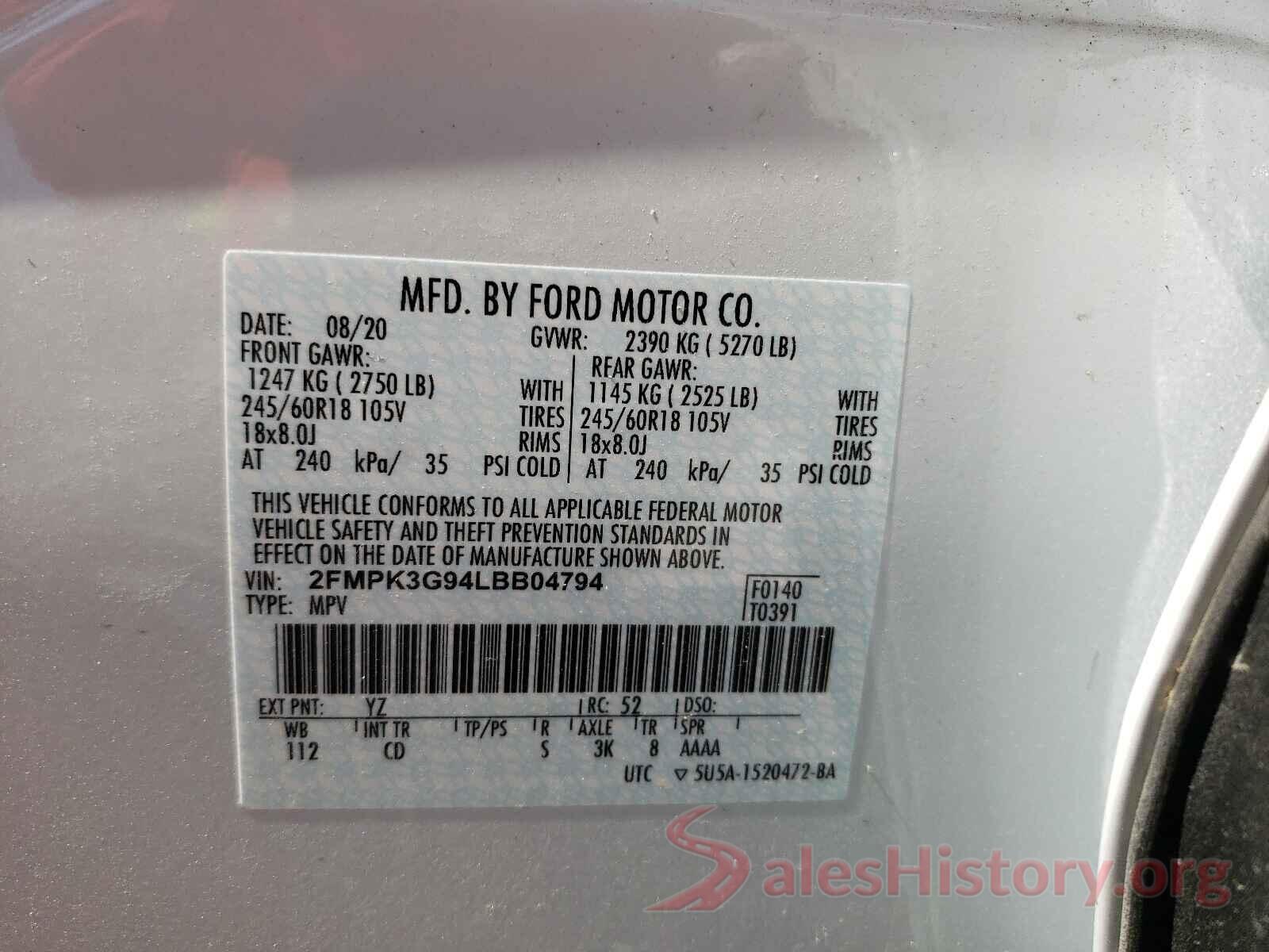 2FMPK3G94LBB04794 2020 FORD EDGE