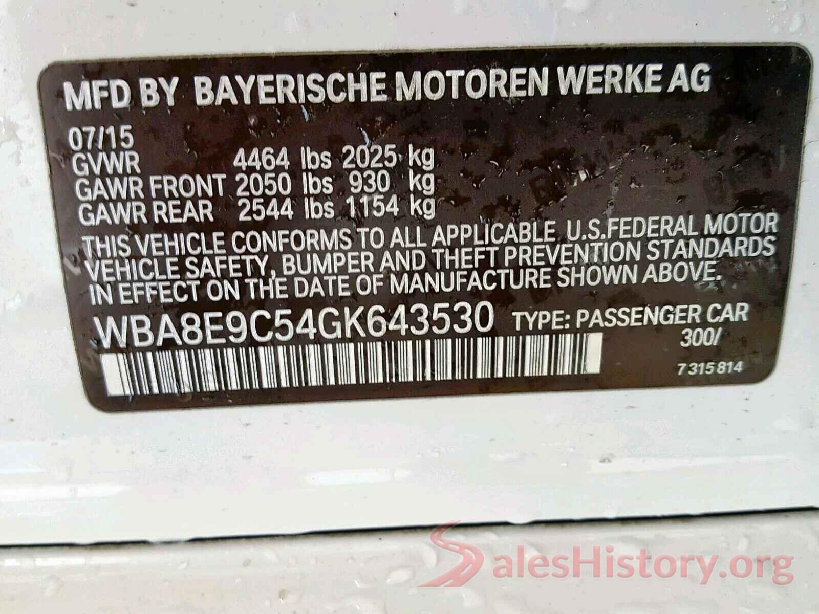 WBA8E9C54GK643530 2016 BMW 3 SERIES