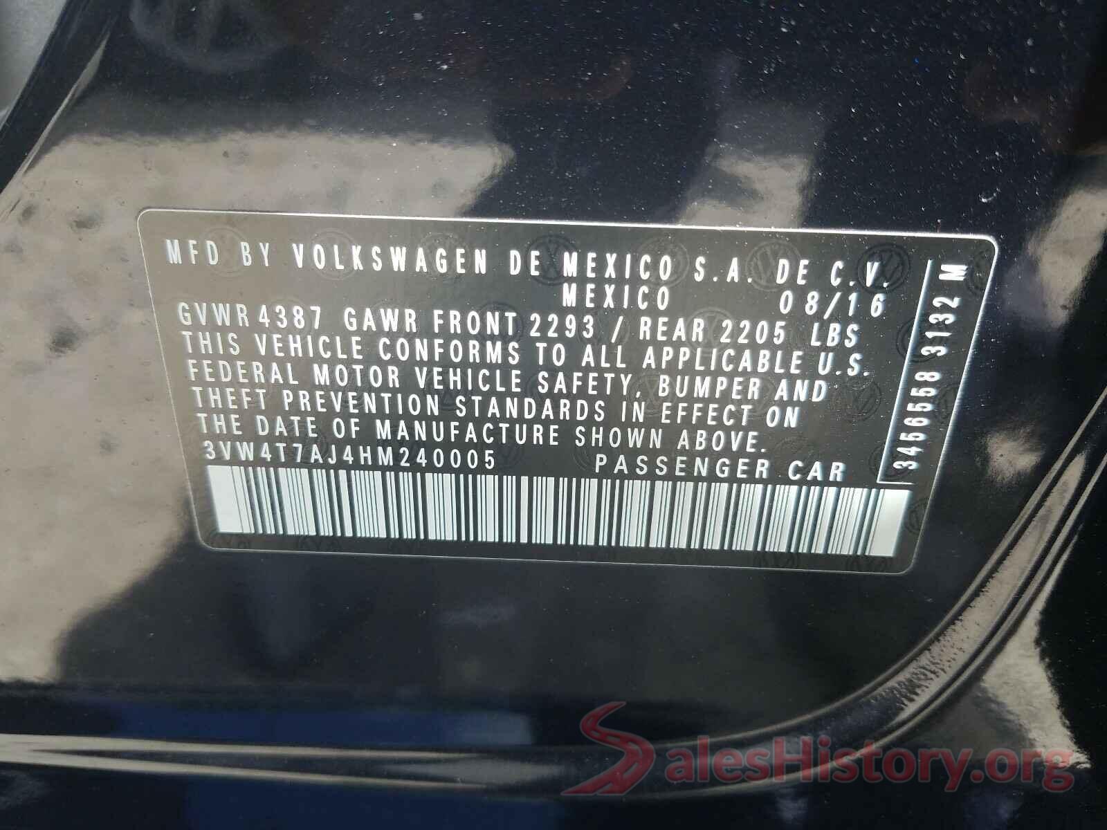 3VW4T7AJ4HM240005 2017 VOLKSWAGEN JETTA