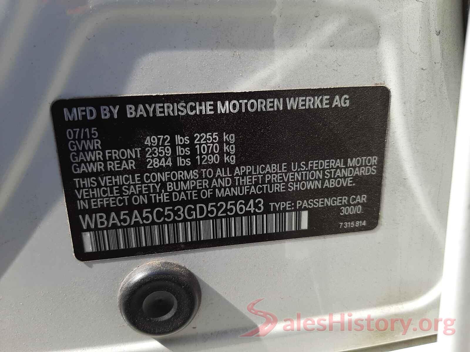 WBA5A5C53GD525643 2016 BMW 5 SERIES