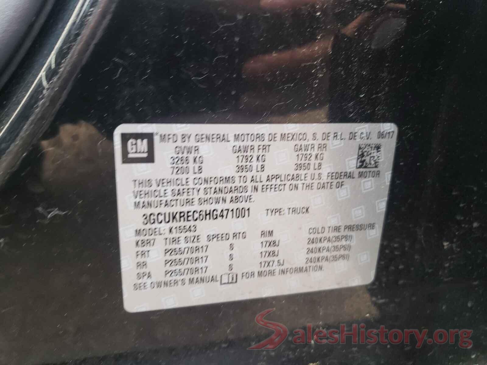 3GCUKREC6HG471001 2017 CHEVROLET SILVERADO