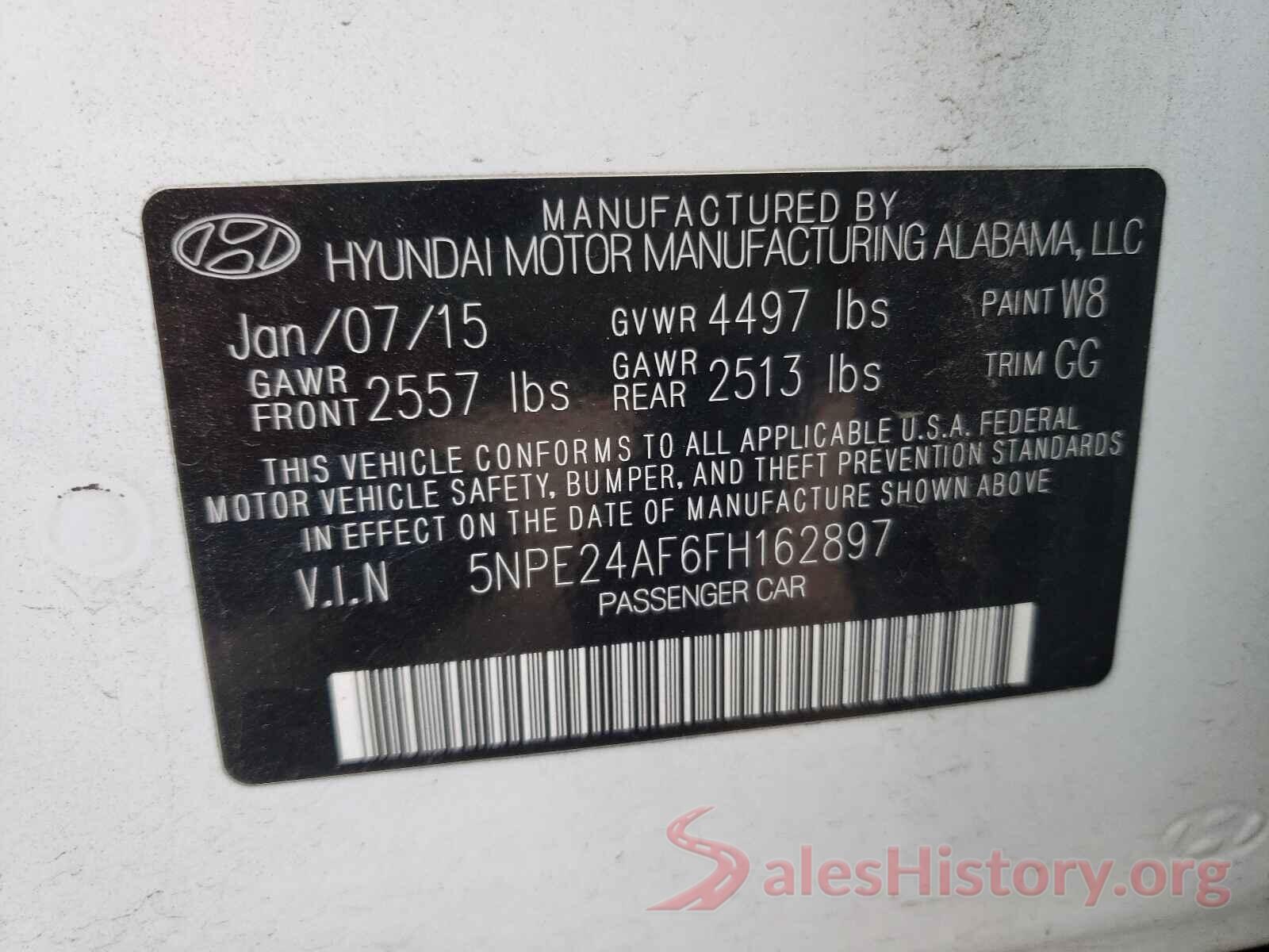 5NPE24AF6FH162897 2015 HYUNDAI SONATA