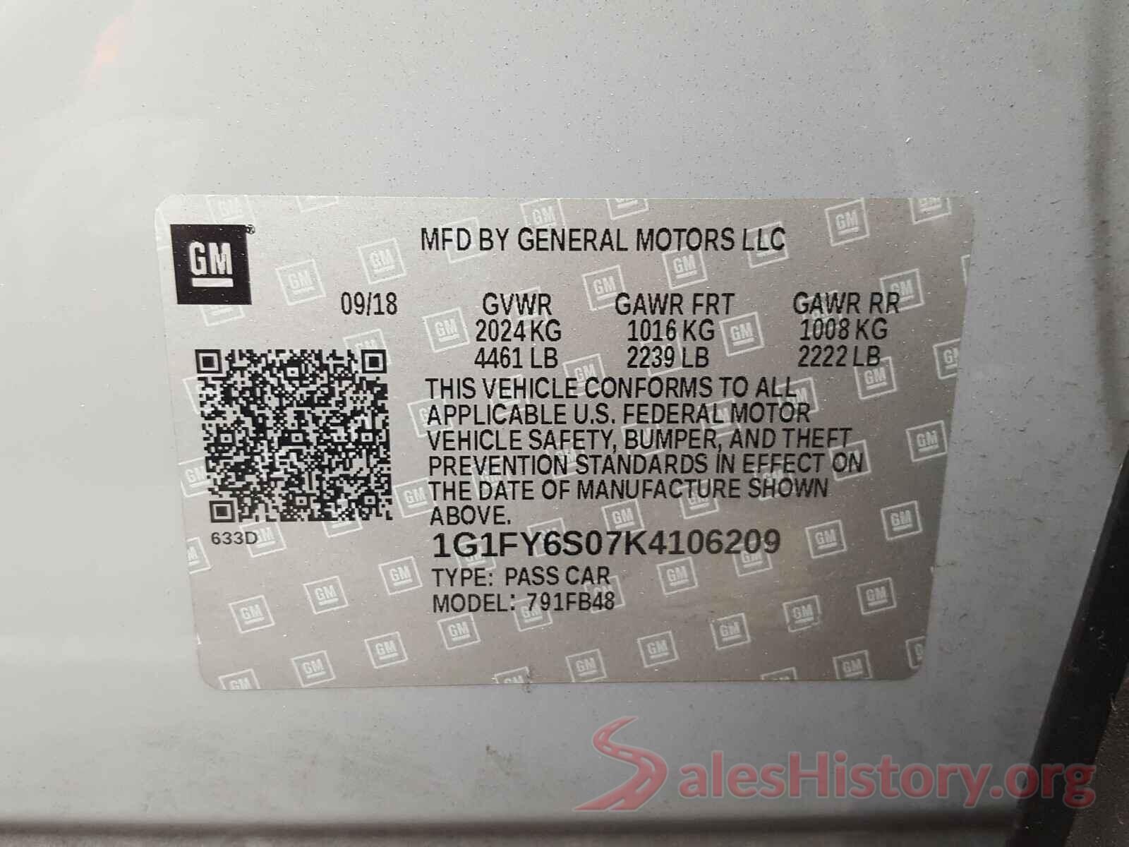 1G1FY6S07K4106209 2019 CHEVROLET BOLT