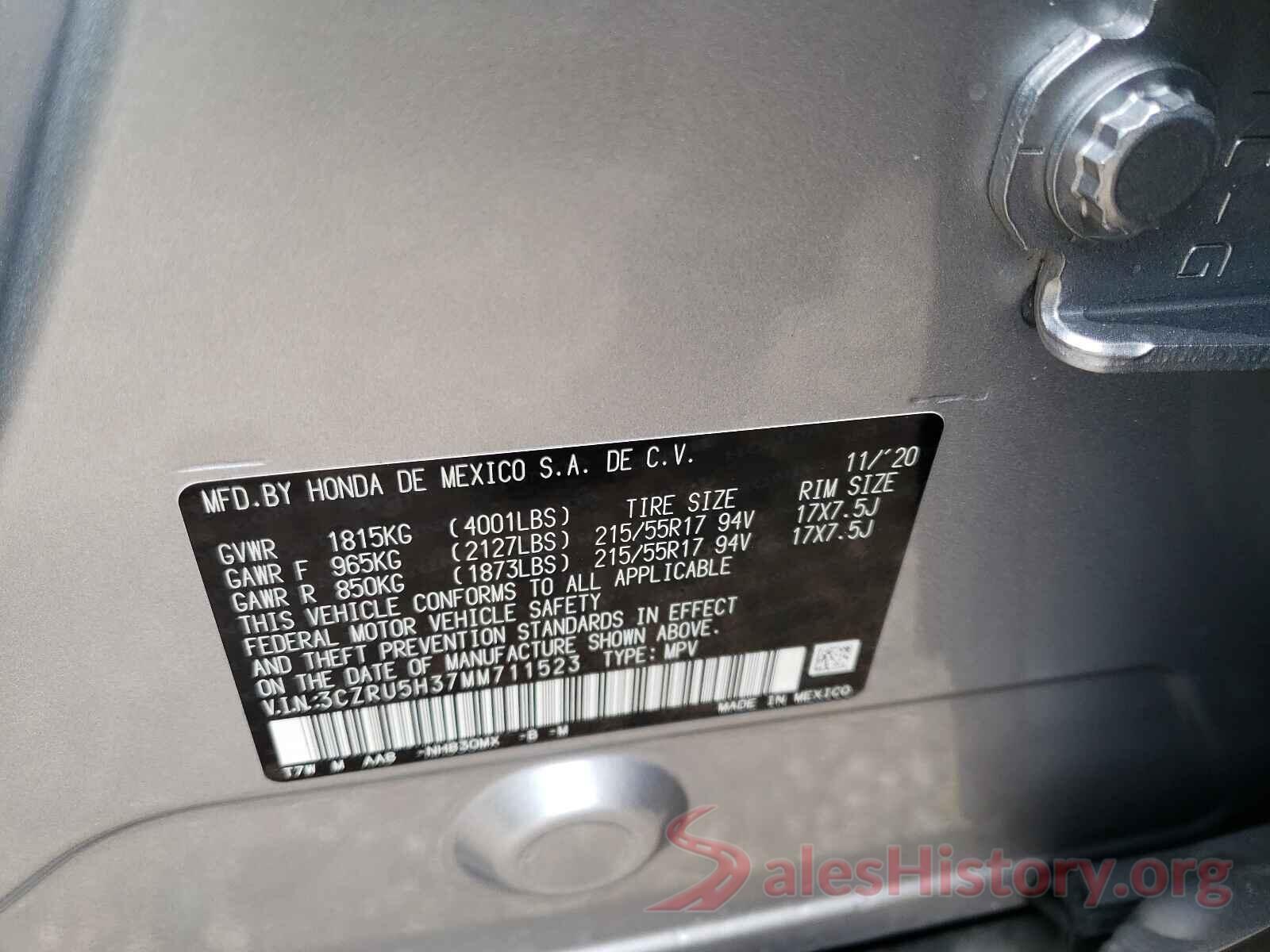 3CZRU5H37MM711523 2021 HONDA HR-V