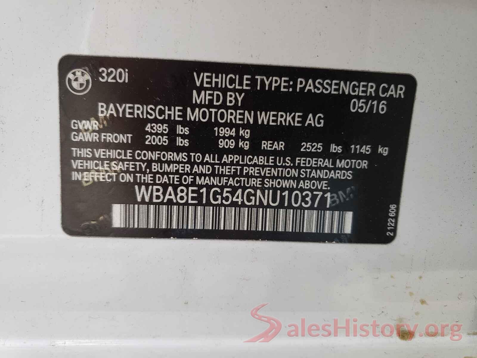 WBA8E1G54GNU10371 2016 BMW 3 SERIES