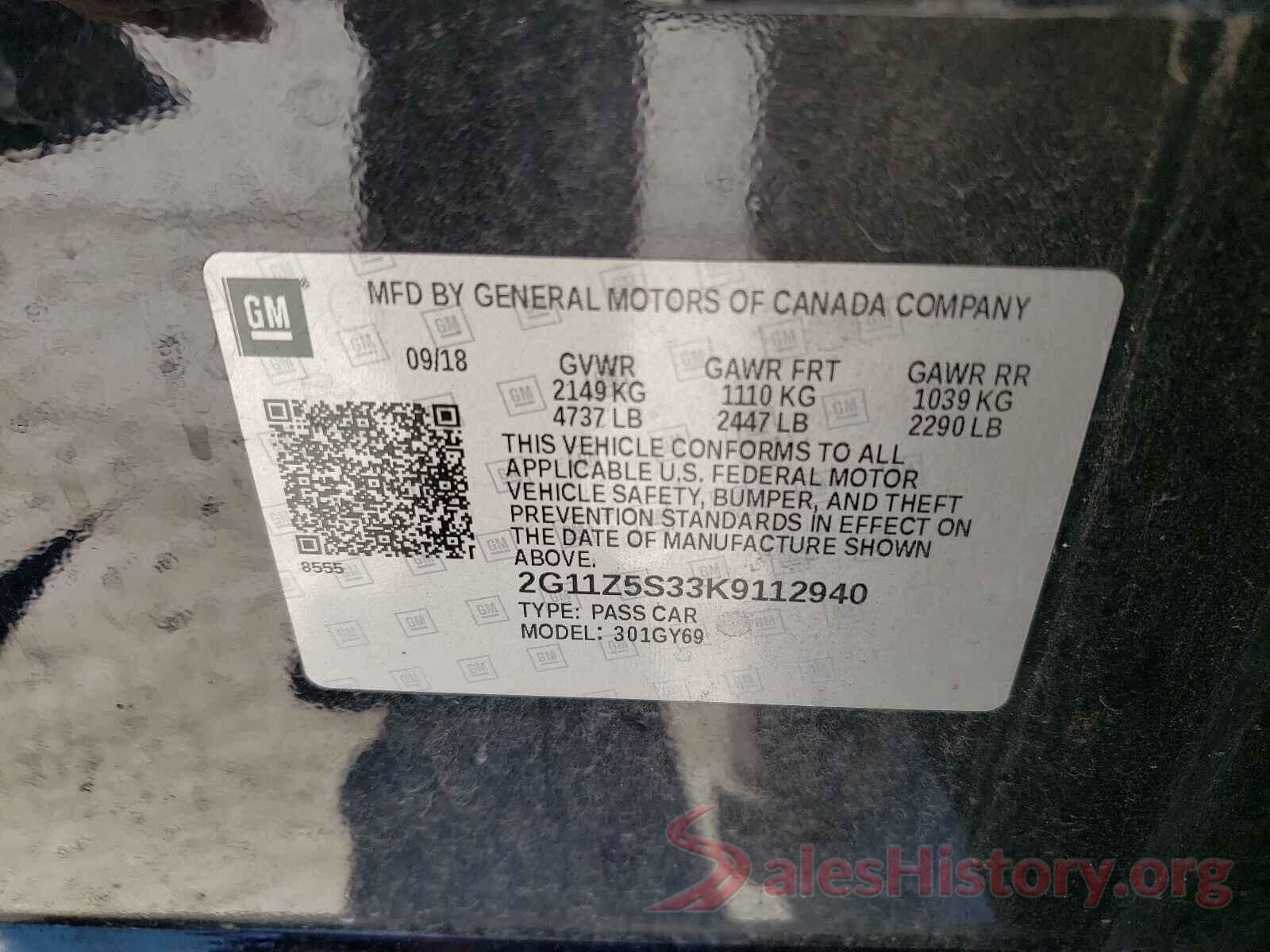 2G11Z5S33K9112940 2019 CHEVROLET IMPALA