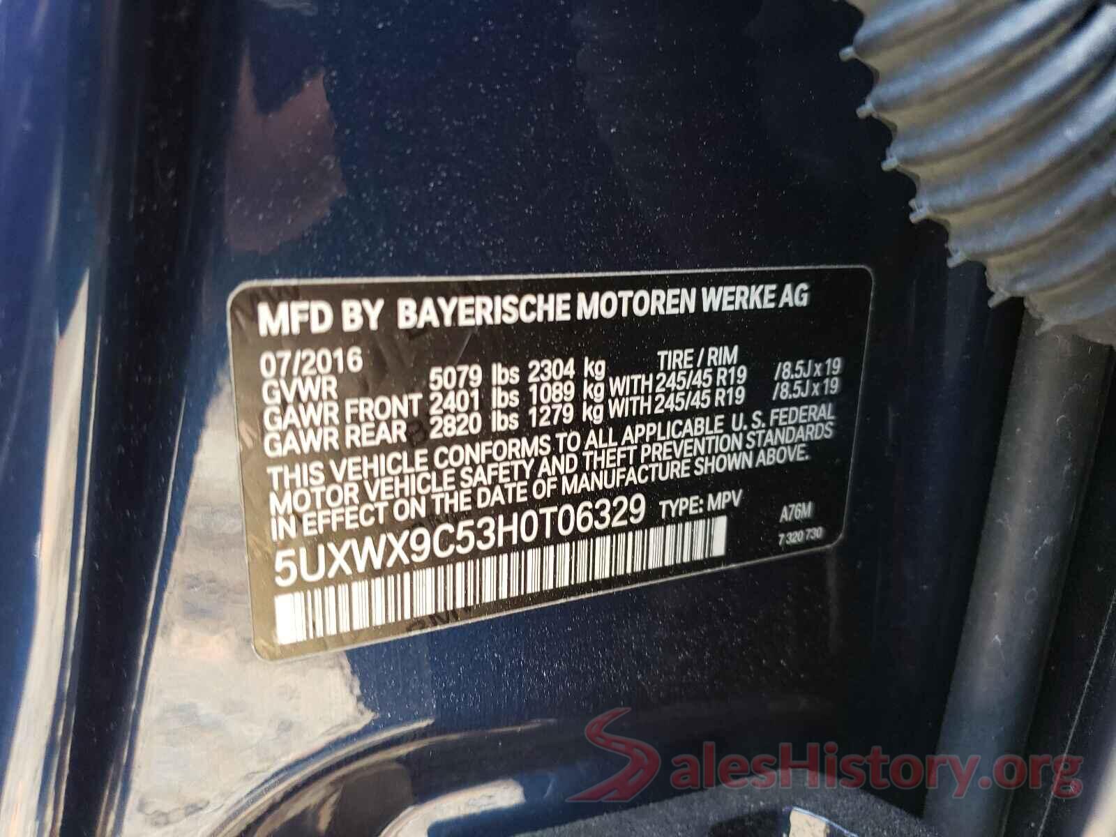 5UXWX9C53H0T06329 2017 BMW X3