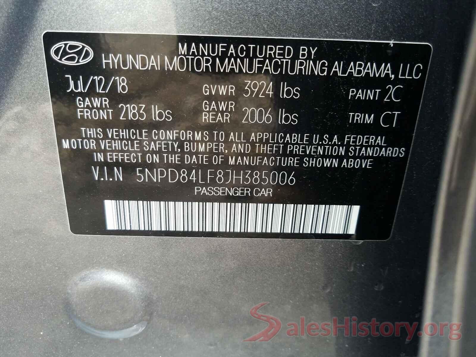 5NPD84LF8JH385006 2018 HYUNDAI ELANTRA