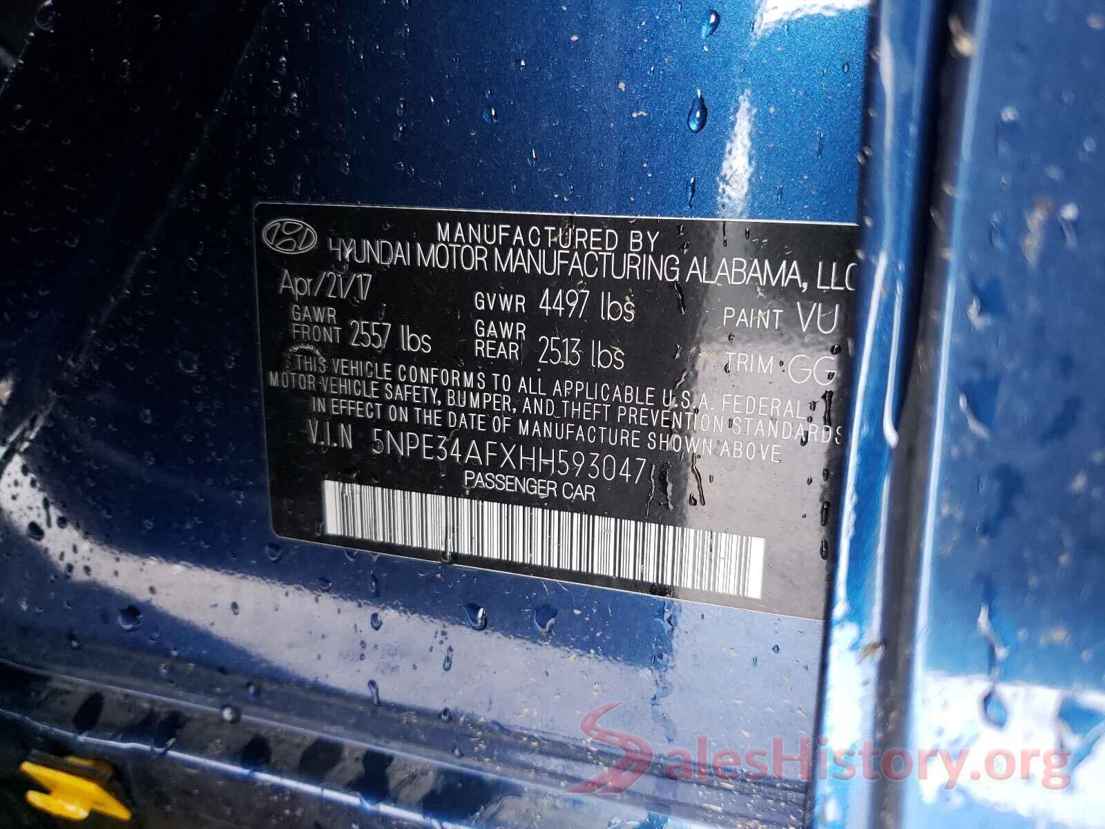 5NPE34AFXHH593047 2017 HYUNDAI SONATA