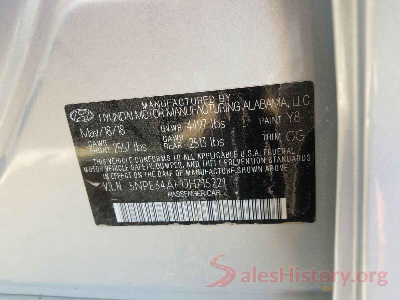 5NPE34AF1JH715221 2018 HYUNDAI SONATA