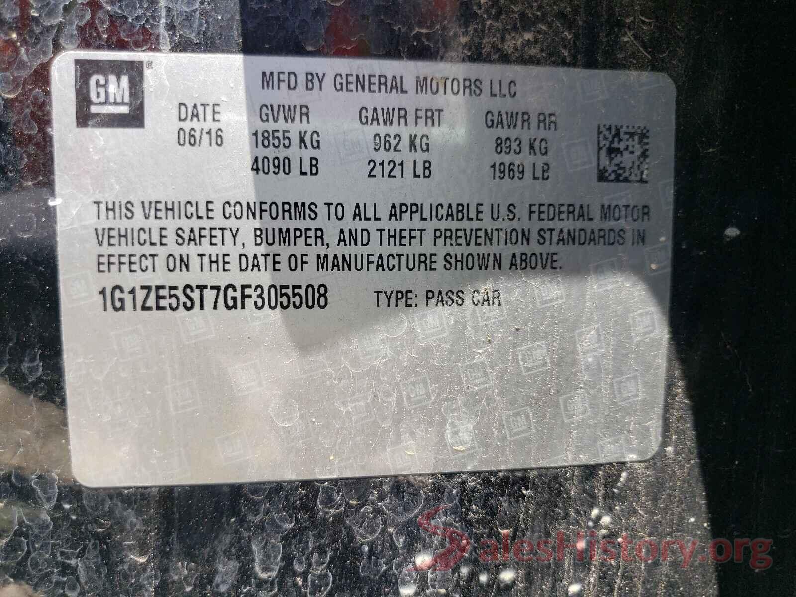 1G1ZE5ST7GF305508 2016 CHEVROLET MALIBU