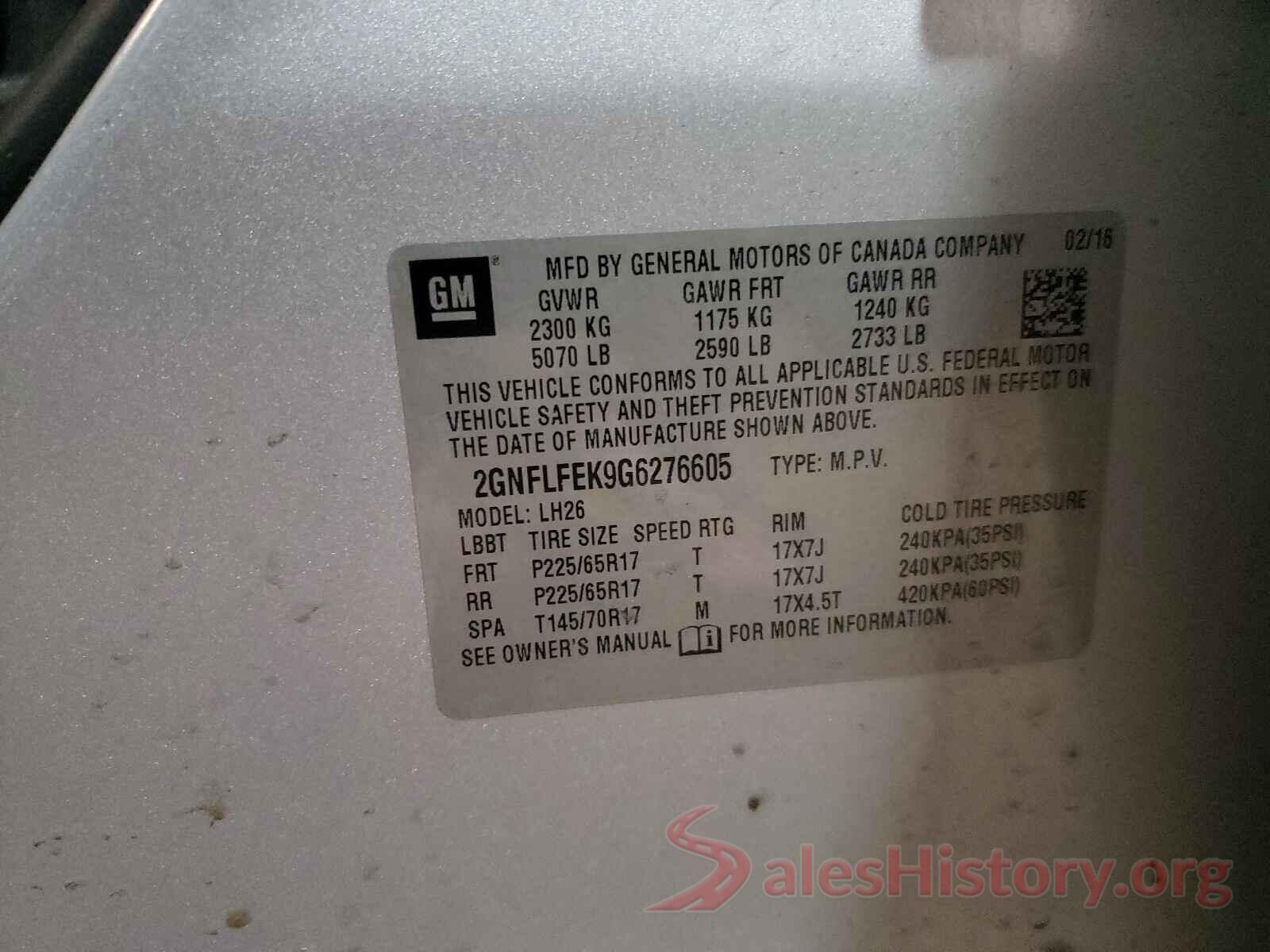 2GNFLFEK9G6276605 2016 CHEVROLET EQUINOX