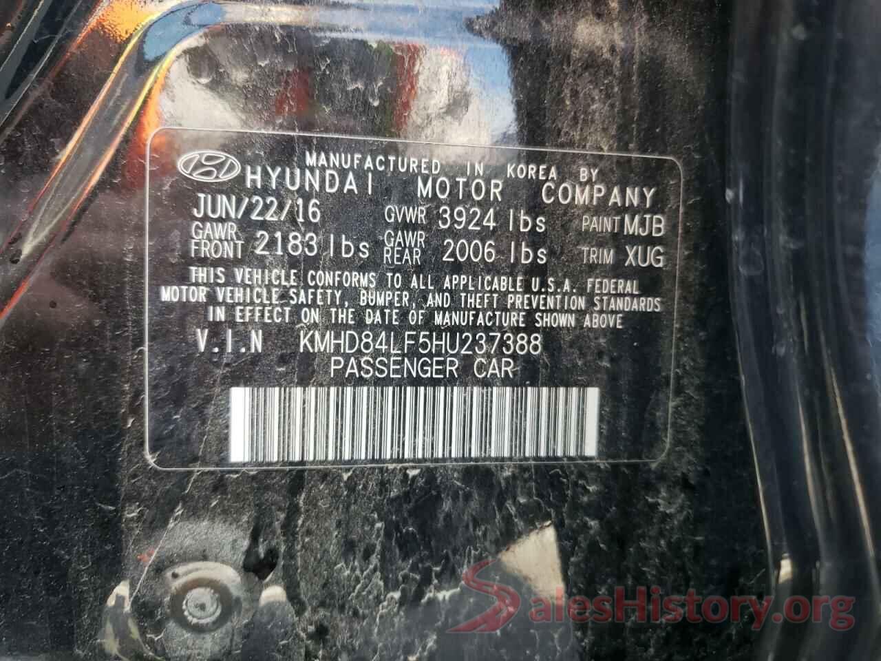 KMHD84LF5HU237388 2017 HYUNDAI ELANTRA