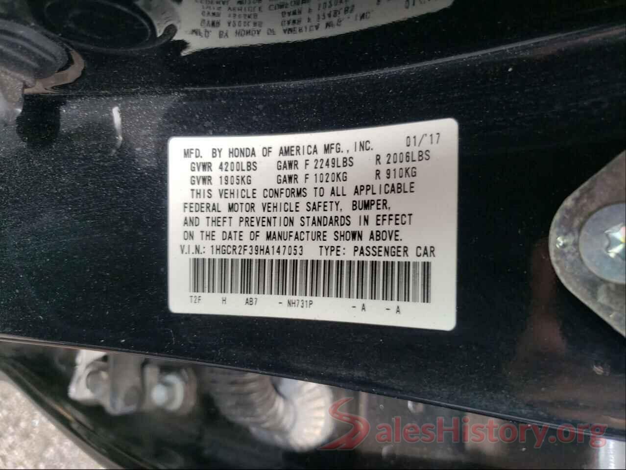 1HGCR2F39HA147053 2017 HONDA ACCORD