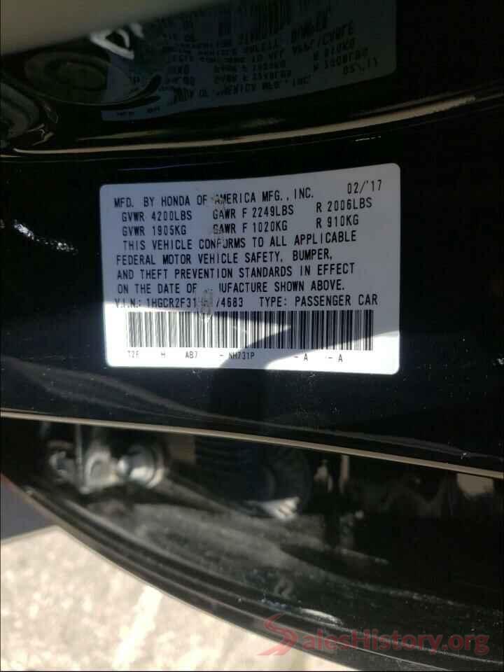 1HGCR2F31HA174683 2017 HONDA ACCORD