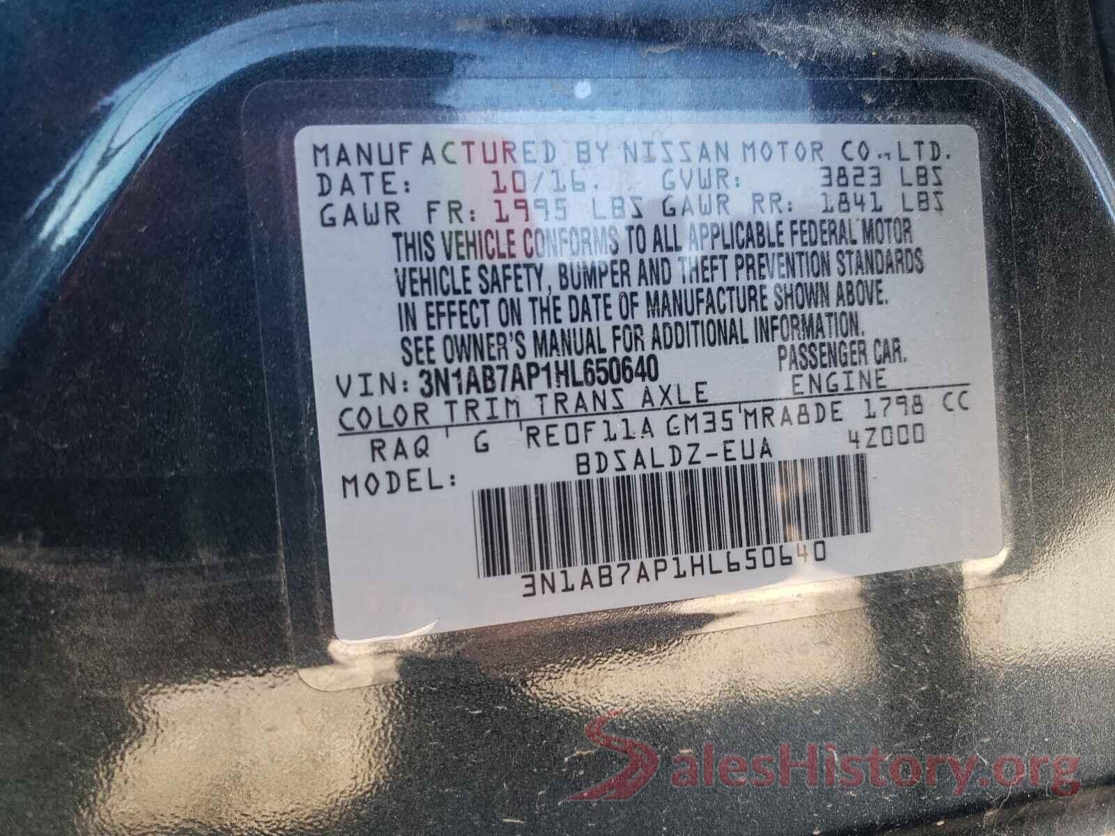 3N1AB7AP1HL650640 2017 NISSAN SENTRA