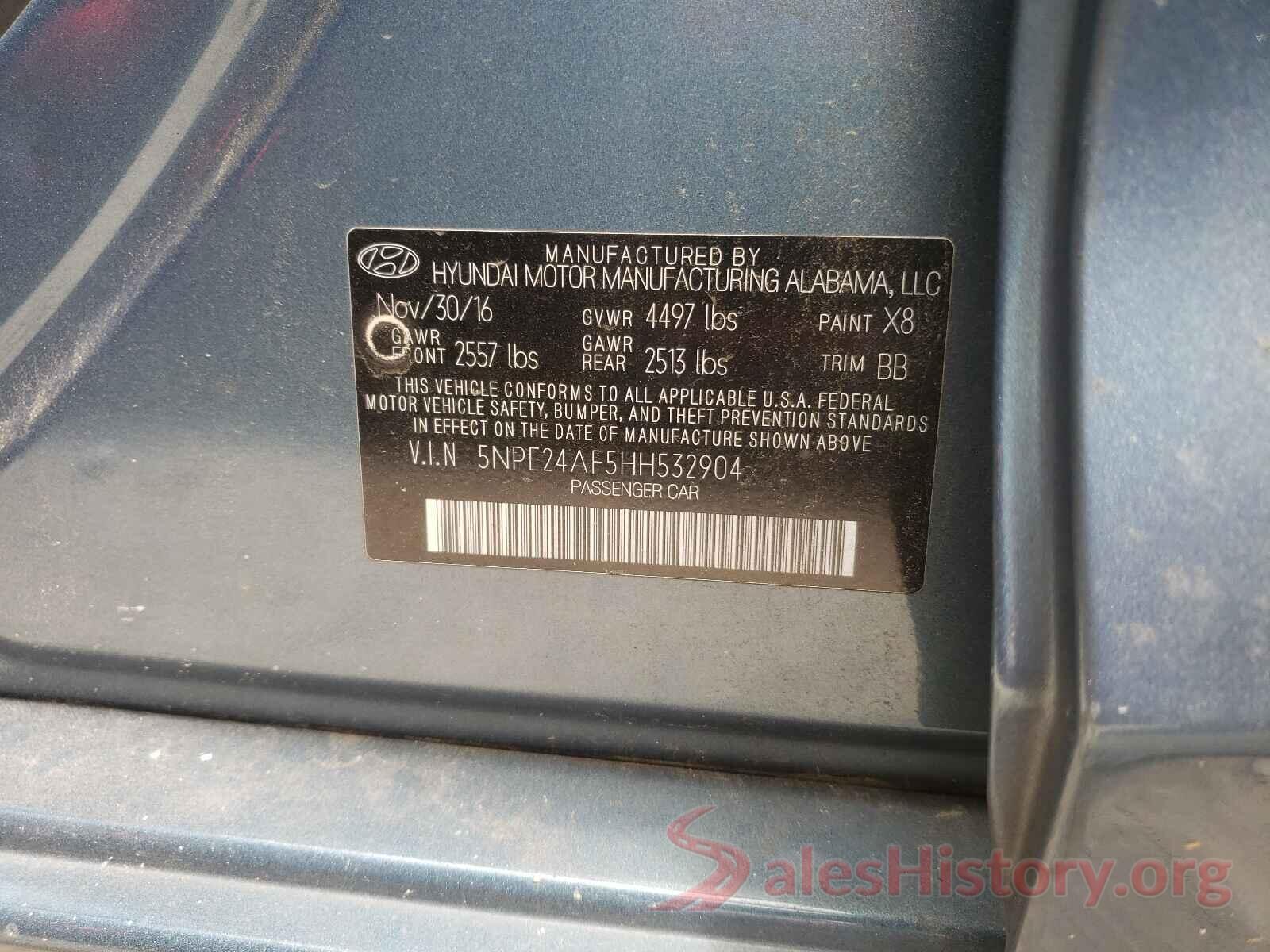 5NPE24AF5HH532904 2017 HYUNDAI SONATA