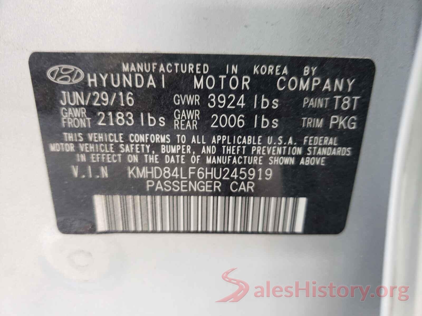 KMHD84LF6HU245919 2017 HYUNDAI ELANTRA